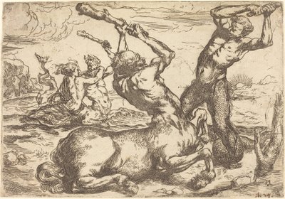 Bitwa między Centaurem a Trytonem autorstwa Circle of Jusepe de Ribera