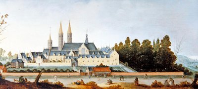 Egmond Abbey & Castle (olej na panelu) autorstwa Claes Jacobsz. van der Heck