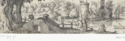 Widok na zamek Zawody i twarze w Amsterdamie i okolicach (tytuł serii) autorstwa Claes Jansz. Visscher (II) (attributed to)