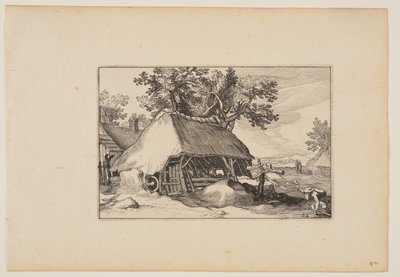 A Barn, from Landscapes (Verscheyden aerdige Lanthuysen...) autorstwa Claes Jansz. Visscher