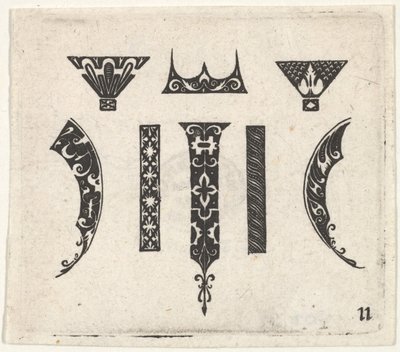 Blackwork Print z ośmioma motywami, ca. 1620. autorstwa Claes Jansz Visscher