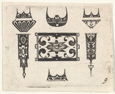Blackwork Print z dziewięcioma motywami, ca. 1620. autorstwa Claes Jansz Visscher