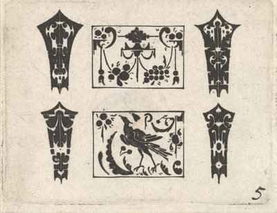 Blackwork Print z symetrycznym wzorem Schweifwerk, ca. 1620. autorstwa Claes Jansz Visscher