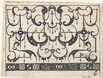 Blackwork Print z wzorem na całej powierzchni Schweifwerk, ca. 1620. autorstwa Claes Jansz Visscher