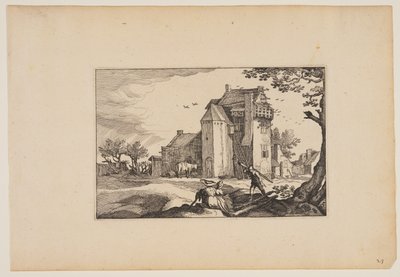 Farmhouse with Dovecotes, z Landscapes (Verscheyden aerdige Lanthuysen...) autorstwa Claes Jansz. Visscher