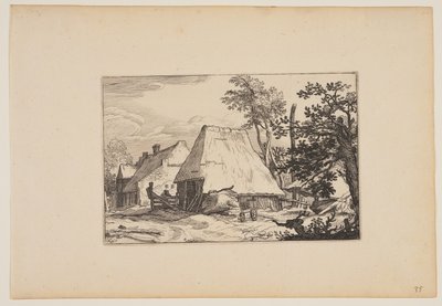 Farmyard, Man Resting on a Fence left of Centre, from Landscapes (Verscheyden aerdige Lanthuysen...) autorstwa Claes Jansz. Visscher