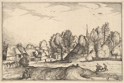 Droga do wsi, tablica 19 z Regionów i willi Księstwa Brabancji, ca. 1610 autorstwa Claes Jansz Visscher