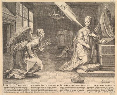 Zwiastowanie przed 1652 r. autorstwa Claes Jansz Visscher