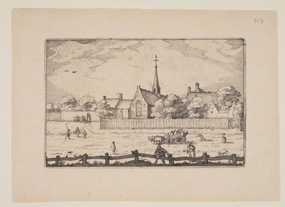 Dom trędowatych w Haarlemie na podstawie widoków z okolic Haarlemu (Plaisante Plaetsen) autorstwa Claes Jansz. Visscher