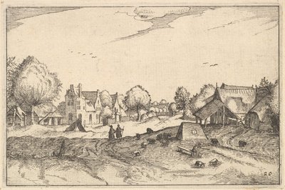 Village Road, tablica 20 z księstwa Brabancji, ca. 1610 autorstwa Claes Jansz Visscher