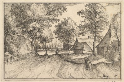 Village Road, tablica 4 z księstwa Brabancji, ca. 1610 autorstwa Claes Jansz Visscher