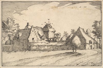 Walled Farm, tablica 11 z Regiunculae et Villae aliquot Ducatus Brabantiae, ca. 1610 autorstwa Claes Jansz Visscher