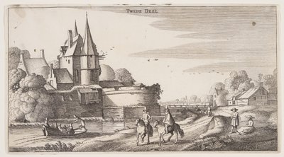 Wiejska droga wzdłuż wioski z bastionem, z Landscapes (Playsante Lantschappen) autorstwa Claes Jansz. Visscher II