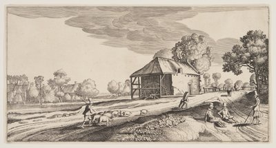 Skrzyżowanie w pobliżu młyna wodnego, z Landscapes (Playsante Lantschappen) autorstwa Claes Jansz. Visscher II
