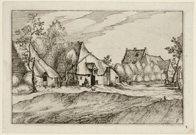 Farms in a Village, plate eight after Pictures of Farms, Country Houses and Rustic Villages (Praediorum villarum et rusticarum casularum icones) autorstwa Claes Jansz. Visscher II