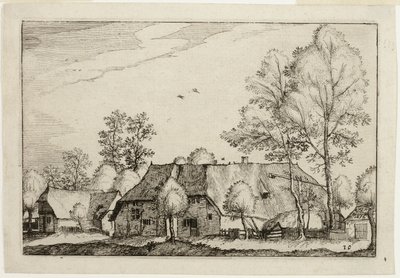 Duża farma, płyta dziesiąta po Obrazach farm, domów wiejskich i rustykalnych wiosek (Praediorum villarum et rusticarum casularum icones) autorstwa Claes Jansz. Visscher II