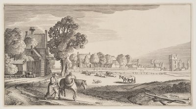 Drogi wzdłuż pastwiska, z Landscapes (Playsante Lantschappen) autorstwa Claes Jansz. Visscher II