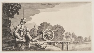 The Three Gunners, z Landscapes (Playsante Lantschappen) autorstwa Claes Jansz. Visscher II