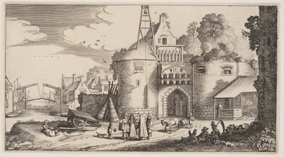 Brama miejska, od Landscapes (Playsante Lantschappen) autorstwa Claes Jansz. Visscher II
