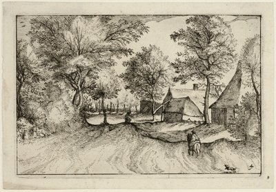 Village Road, płyta czwarta po Pictures of Farms, Country Houses and Rustic Villages (Praediorum villarum et rusticarum casularum icones) autorstwa Claes Jansz. Visscher II