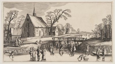 Pejzaż zimowy, od Landscapes (Playsante Lantschappen) autorstwa Claes Jansz. Visscher II