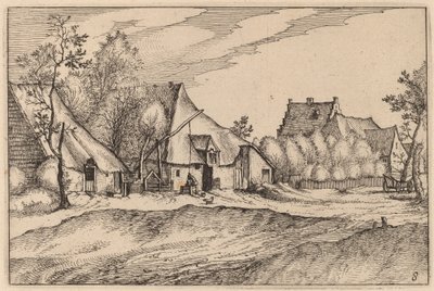 Farmy w wiosce autorstwa Claes Jansz Visscher after Johannes van Doetechum, the Elder after Lucas