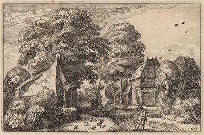 Droga ze stodołą i domkami autorstwa Claes Jansz Visscher after Johannes van Doetechum, the Elder after Lucas