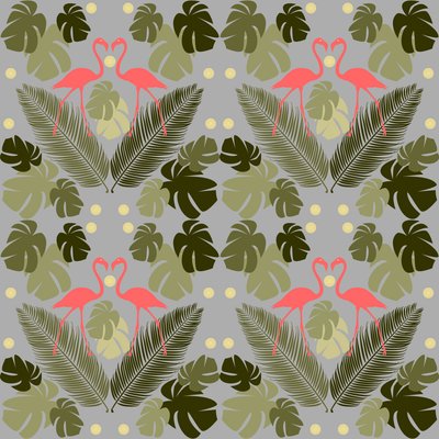 Flamingo i palmy autorstwa Claire Huntley