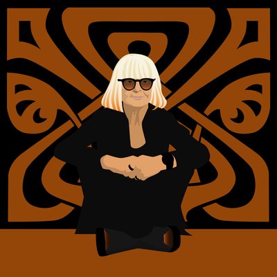 Portret Barbary Hulanickiej, projektantki mody, założycielki Biby, projektantki wnętrz i ilustratorki autorstwa Claire Huntley