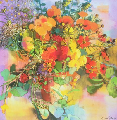 Jesienne Kwiaty (pastel i wc na papierze) autorstwa Claire Spencer