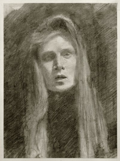 Portret kobiety z chustą (autoportret) autorstwa Clara Siewert