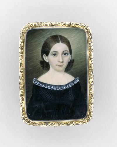 Portret dziewczyny, ok. 1845 (akwarela na kości słoniowej, złoceniach i szkle) autorstwa Clarissa Peters