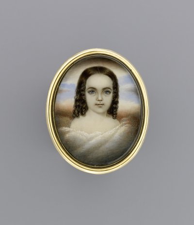 Portret dziewczyny, ok.1852 (akwarela na kości słoniowej) autorstwa Clarissa Peters