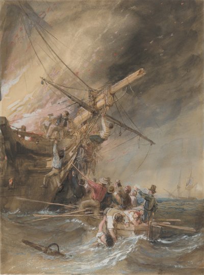 Pożar na morzu, 1820-46. autorstwa Clarkson Stanfield