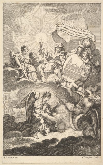 Frontyspis, z Gmachu św. Sulpicjusza Alexisa Pirona, ca. 1744. autorstwa Claude Augustin Duflos