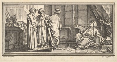 Przesłuchanie Qadi, 1746-47. autorstwa Claude Augustin Duflos