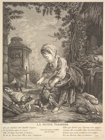 Dziewczynka z farmy, ca. 1753. autorstwa Claude Augustin Duflos