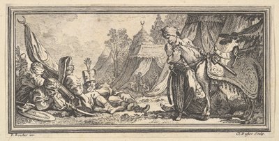 Odpoczynek żołnierzy tureckich, 1746-47. autorstwa Claude Augustin Duflos