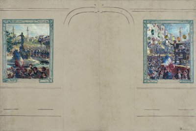 Szkic ratusza w 12. dzielnicy Paryża: Place de la Nation. Place de la Bastille, około 1910 (olej na płótnie) autorstwa Claude Charles Bourgonnier