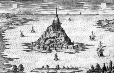 Mount Saint Michel w Normandii (Francja), rycina Chastillon autorstwa Claude Chastillon