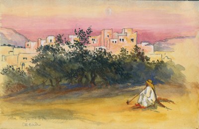 Jeba Village, 1872 (toaleta i ołówek na papierze) autorstwa Claude Conder