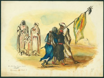 „The Mad Black chorąży”, Kaumur, 1873 (wc i ołówek na papierze) autorstwa Claude Conder