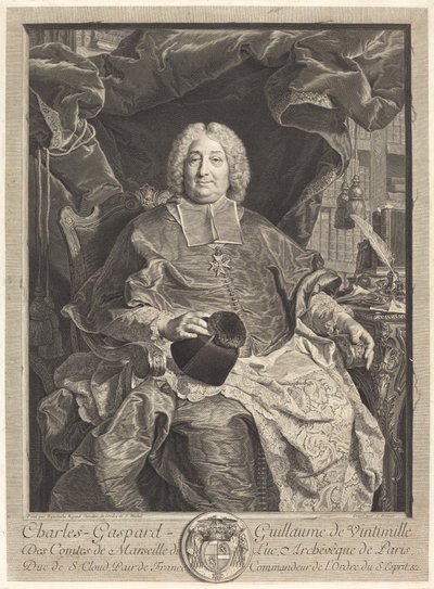 Charles-Gaspard-Guillaume de Ventimiglia du Luc, arcybiskup Paryża autorstwa Claude Drevet after Hyacinthe Rigaud