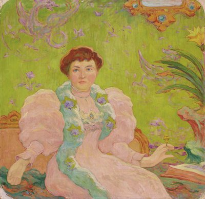 Młoda Kobieta w Różowej Sukni; Jeune femme a la robe rose, ok. 1893 (olej na płótnie) autorstwa Claude Emile Schuffenecker