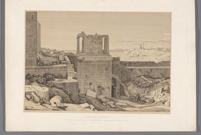 Gezicht op de Akropolis van Athene Akropol w Atenach (tytuł na obiekcie) Widoki najsłynniejszych miejsc starożytnej Grecji (...) (tytuł serii) autorstwa Claude Félix Théodore Caruelle d