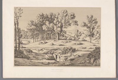 Landschap met gezicht op de berg Pentelikon Góra Pentelic (tytuł na obiekcie) Widoki najsłynniejszych miejsc starożytnej Grecji (...) (tytuł serii) autorstwa Claude Félix Théodore Caruelle d