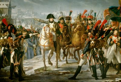 Cesarz Napoleon I (1769-1821) rozmieścił 2 Korpus Wielkiej Armii na moście Lecha przed atakiem Augsburga 12.10.1805 Obraz Claude Gautherota (1769-1825) 1808 nd. 3,85x6,2 m² autorstwa Claude Gautherot