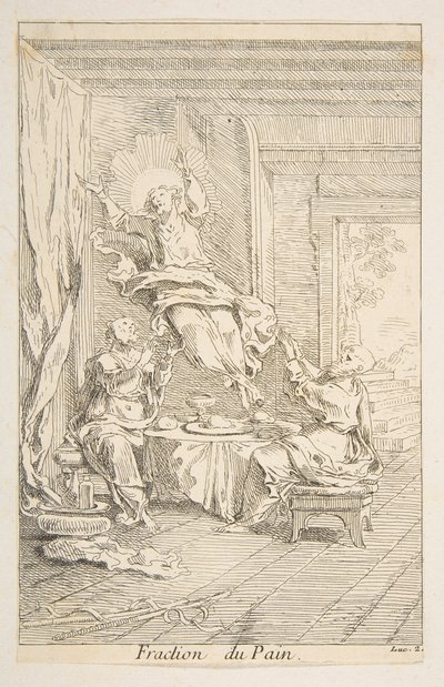Podział Chleba.n.d. Twórcy: Claude Gillot, Jacques Gabriel Huquier. autorstwa Claude Gillot, Jacques Gabriel Huquier