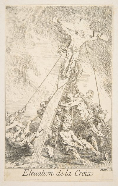 Podniesienie Krzyża. Twórcy: Claude Gillot, Jacques Gabriel Huquier. autorstwa Claude Gillot, Jacques Gabriel Huquier