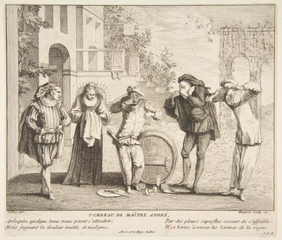 Śmierć Maitre Andre.n.d. Twórcy: Claude Gillot, Jacques Gabriel Huquier. autorstwa Claude Gillot, Jacques Gabriel Huquier